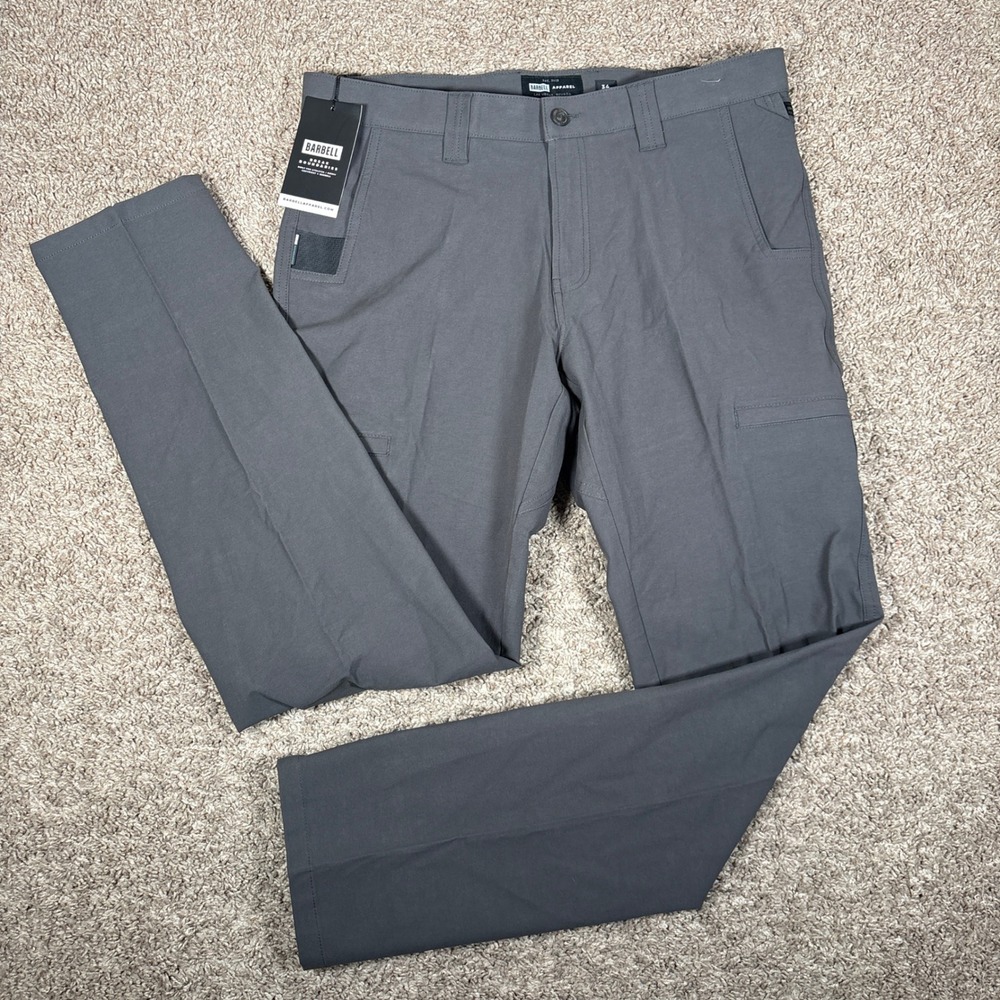 Barbell Apparel Covert Pant Mens 34 Charcoal Gray Athletic Fit Tactical Chino